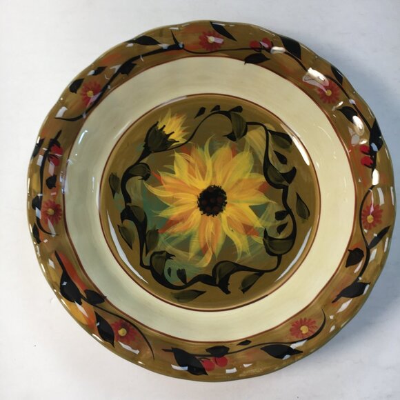 Certified International 9" Scalloped Sunflower Pasta Serving Bowl Margaret Le Va - Picture 2 of 5